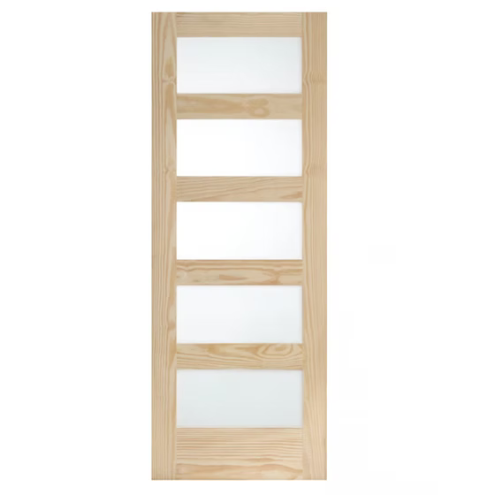 5 Lite Pine Frosted Glass French Door Main image