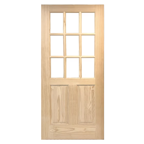 9 Lite Pine Clear Glass French Door Main image