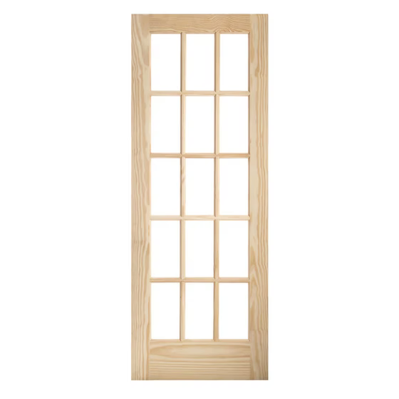 15 Lite Pine Clear Glass French Door Main image