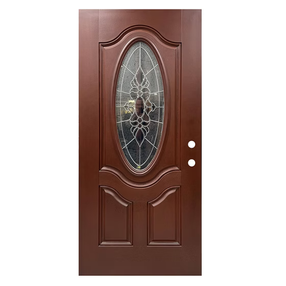 FB-2POV-800E Fiberglass Door w. Mahogany Finish