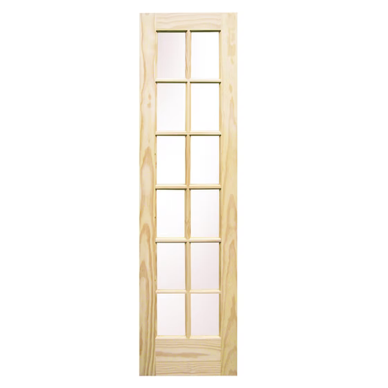 12 Lite Pine Clear Glass French Door Main image