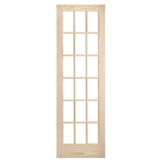 18 Lite Pine Clear Glass French Door Main image