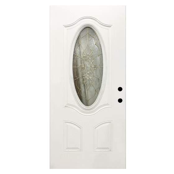 White Steel Door Oval Glass