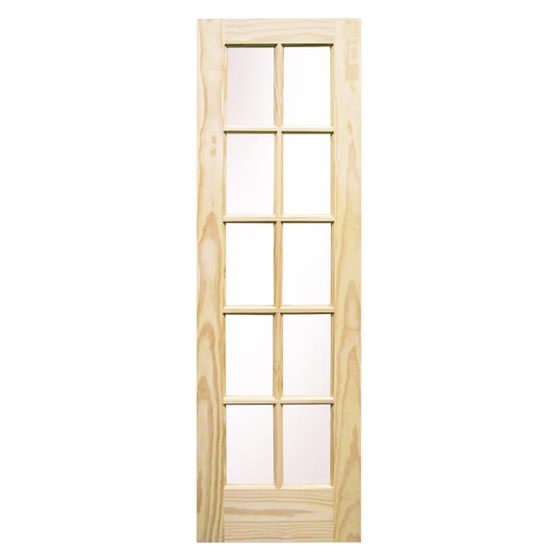 10 Lite Pine Clear Glass French Door Main image