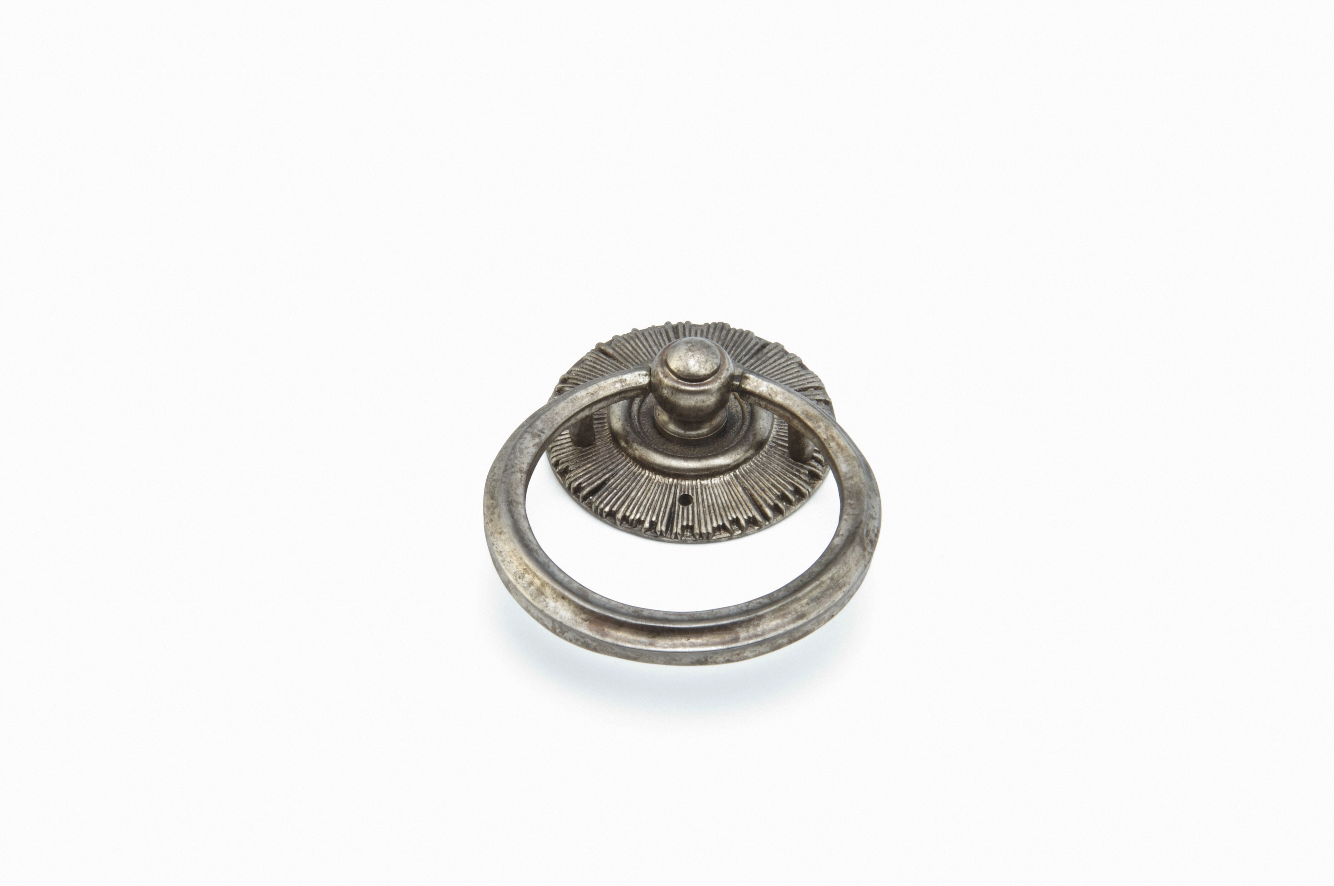 Schaub 977-SA 2-1/4" x 3" Sunburst Ring Pull and Backplate Silver Antique Finish Main image