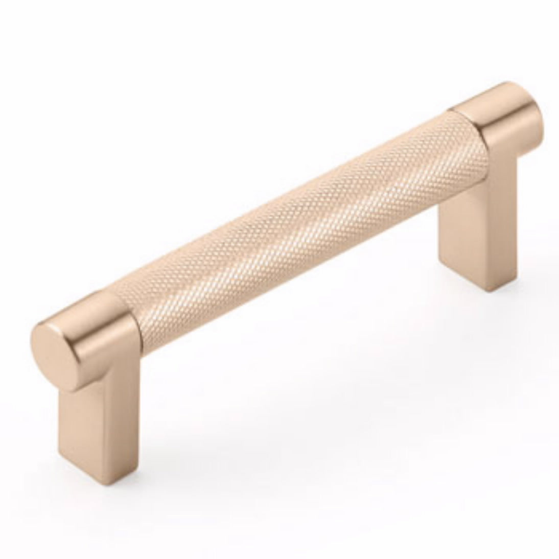 Emtek 84052.RECUS4.KNUS4 Rectangular Stem Knurled Cabinet Pull with 3-1/2" Center to Center Satin Brass Finish Main image