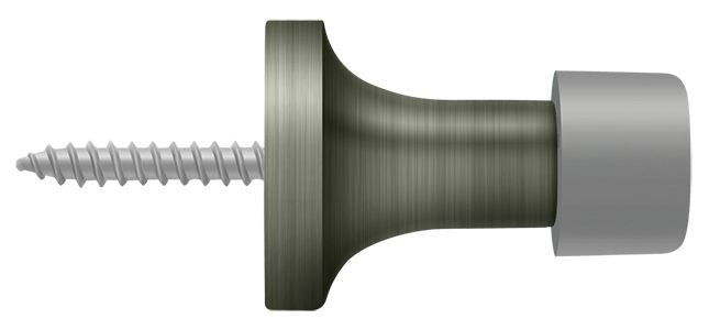 Deltana - 1-3/8" Baseboard Door Bumper; Solid Brass - Antique Nickel