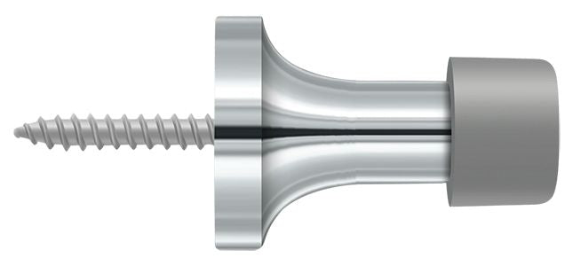 Deltana - 1-3/8" Baseboard Door Bumper; Solid Brass - Bright Chrome