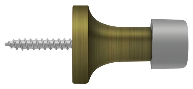 Deltana - 1-3/8" Baseboard Door Bumper; Solid Brass - Antique Brass
