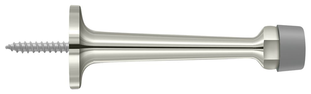 Deltana - 3-1/4" Baseboard Door Bumper; Solid Brass - Bright Nickel