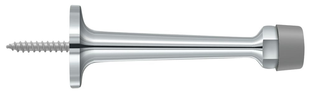 Deltana - 3-1/4" Baseboard Door Bumper; Solid Brass - Bright Chrome