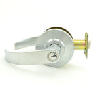 Dexter Commercial - Entry / Office Grade 2 Curved Lever Non Clutching Cylindrical Lock with C Keyway; 2-3/4" Backset; and ANSI Strike - Satin Chrome