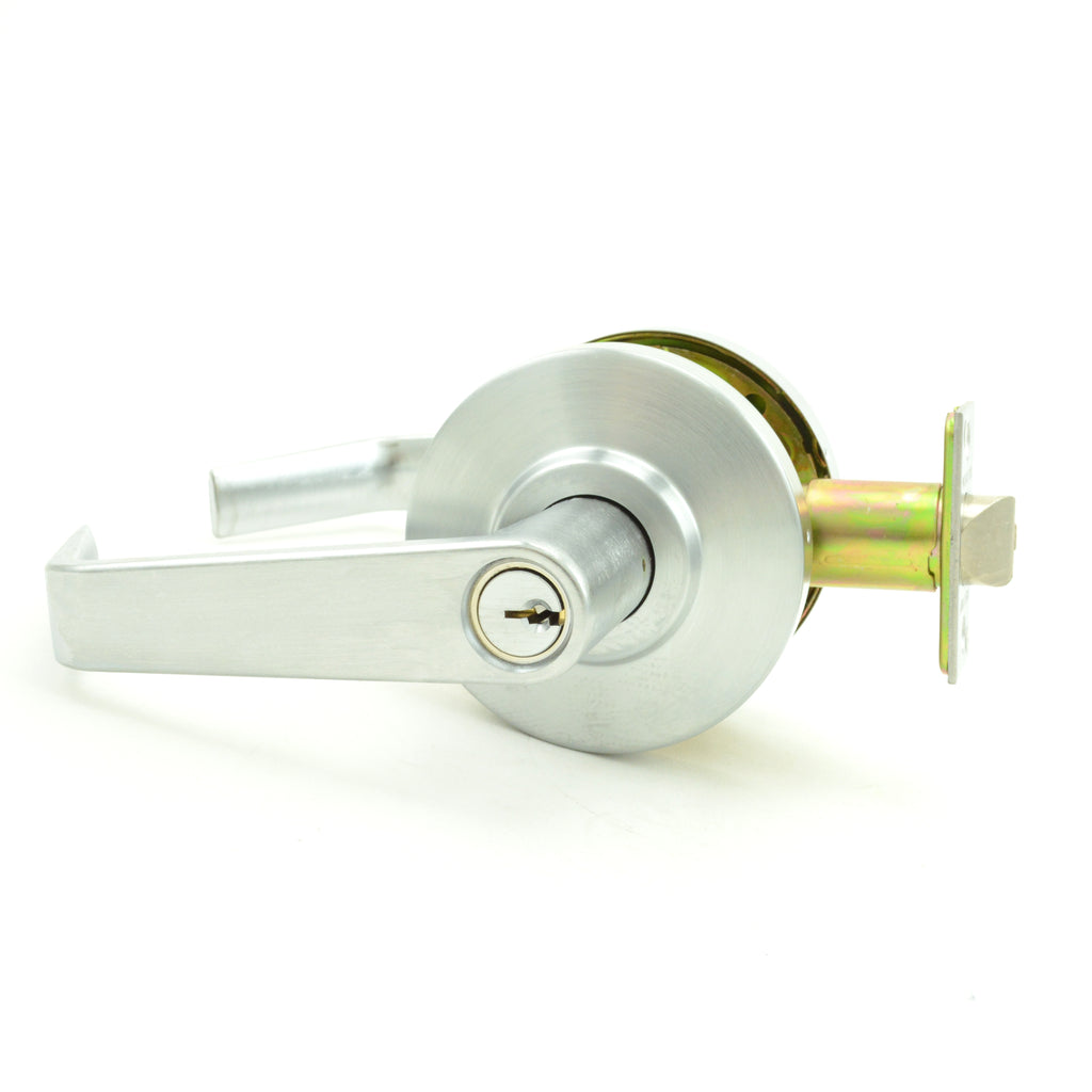 Dexter Commercial - Entry / Office Grade 2 Regular Lever Non Clutching Cylindrical Lock with C Keyway; 2-3/4" Backset; and ANSI Strike - Satin Chrome