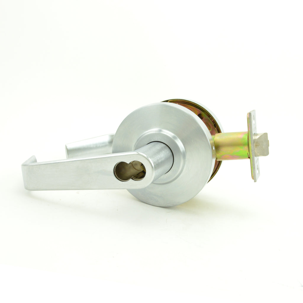 Dexter Commercial - Entry / Office Grade 2 Regular Lever Non Clutching Cylindrical Lock with Small Format IC Prep; 2-3/4" Backset; and ANSI Strike - Satin Chrome