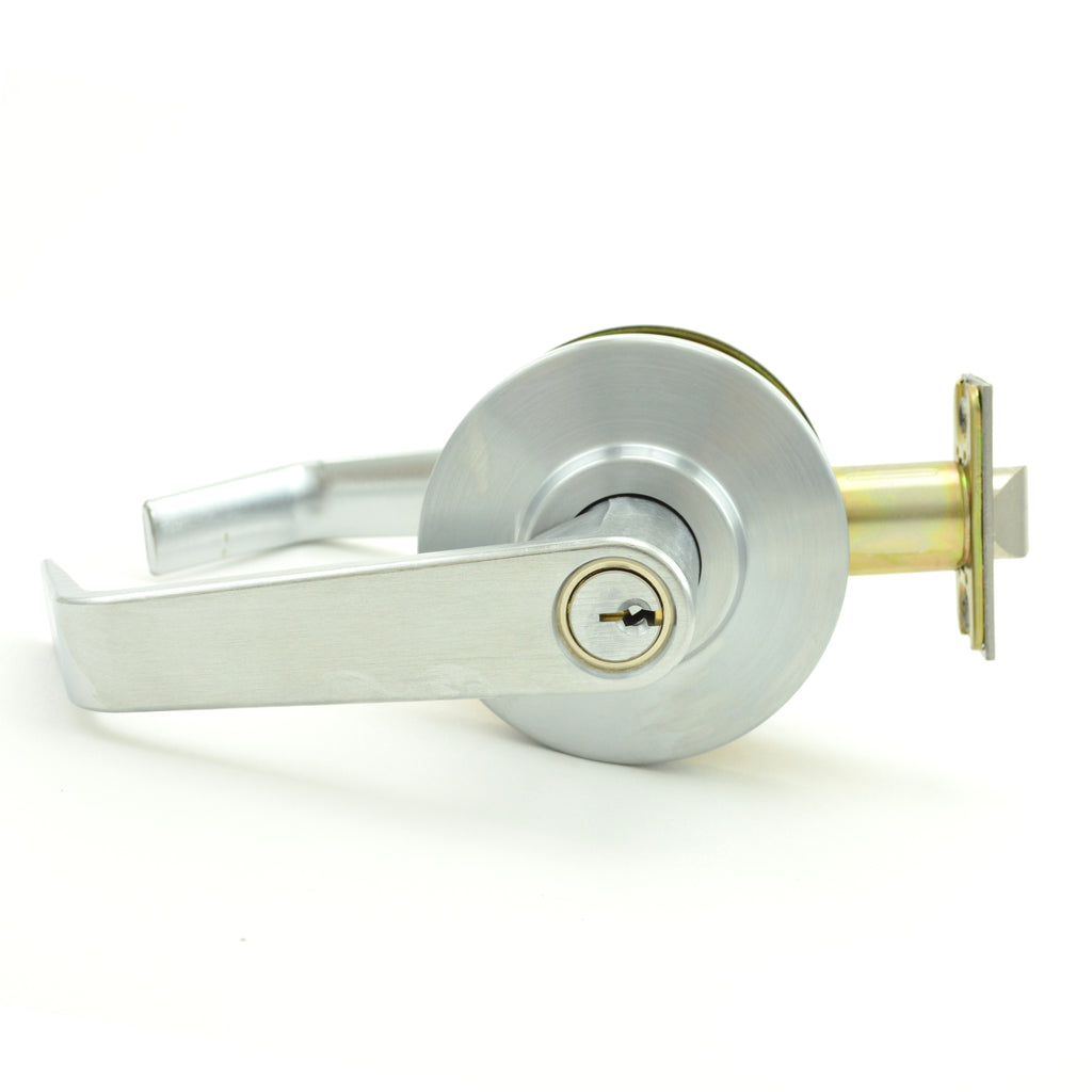 Dexter Commercial - Storeroom Grade 2 Regular Lever Non Clutching Cylindrical Lock with C Keyway; 2-3/4" Backset; and ANSI Strike - Satin Chrome