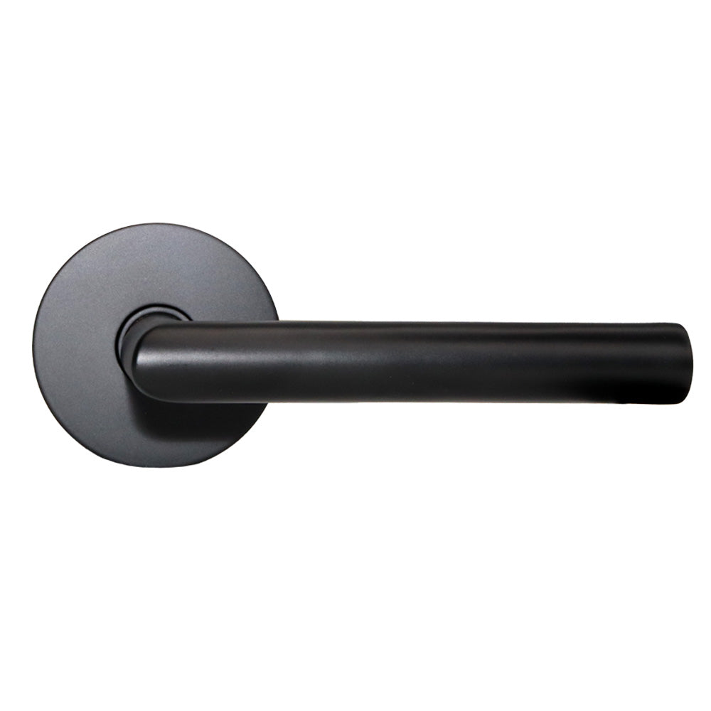 Emtek - Stuttgart Lever 2-3/8" Backset Passage with Disk Rose with CF Mechanism for 1-3/8" to 1-3/4" Door - Flat Black