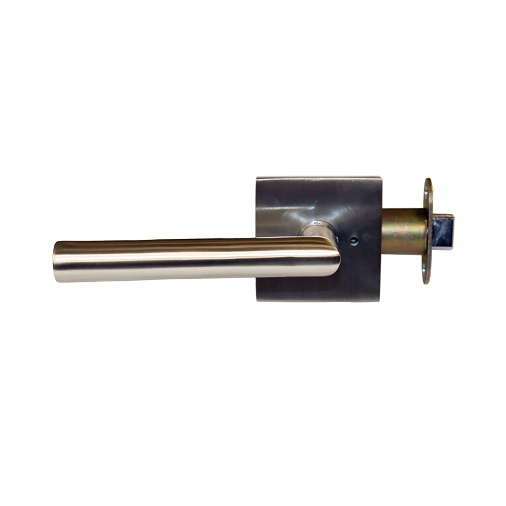 Emtek - Stuttgart Lever 2-3/8" Backset Privacy with Square Rose with CF Mechanism for 1-3/8" to 1-3/4" Door - Satin Nickel