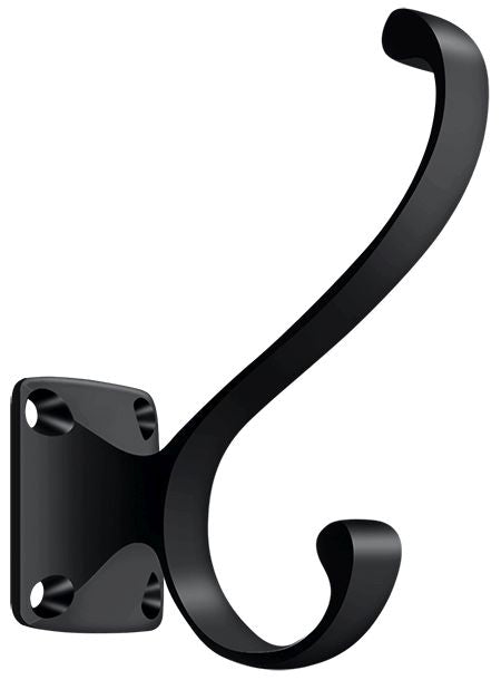 Deltana - Heavy Duty, Coat and Hat Hook, - Black