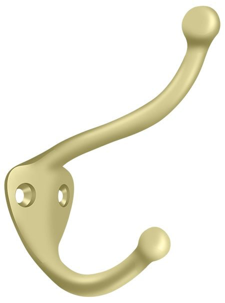 Deltana - Coat and Hat Hook, - Unlacquered Bright Brass