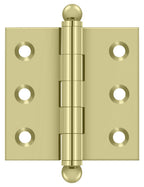 Deltana - 2" x 2" Hinge; with Ball Tips - Unlacquered Bright Brass