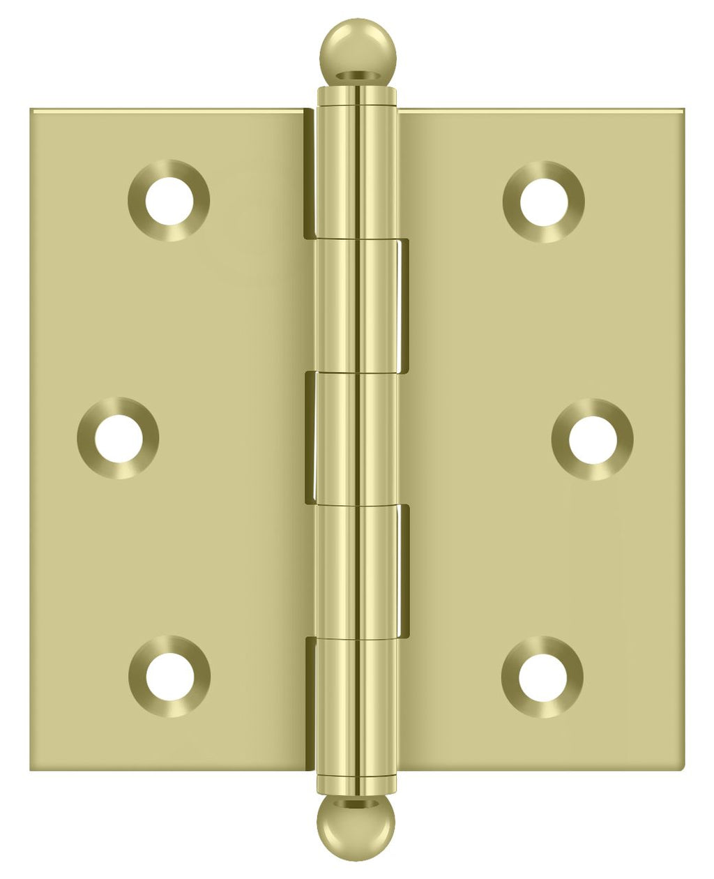 Deltana - 2-1/2" x 2-1/2" Hinge; with Ball Tips - Unlacquered Bright Brass