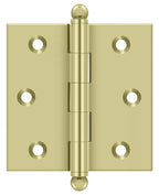 Deltana - 2-1/2" x 2-1/2" Hinge; with Ball Tips - Unlacquered Bright Brass