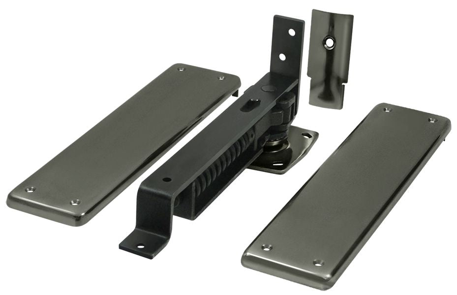 Deltana - Double Action Spring Pivot Floor Hinge with Solid Brass Cover Plates - Antique Nickel