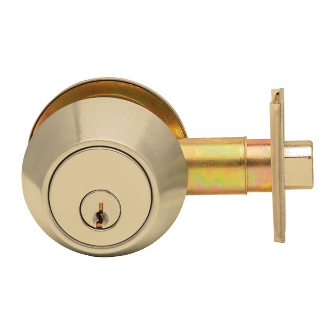 Dexter Commercial - Double Cylinder Grade 2 Deadbolt with C Keyway; Adjustable Backset; and 2-3/4" Square Strike - Bright Brass