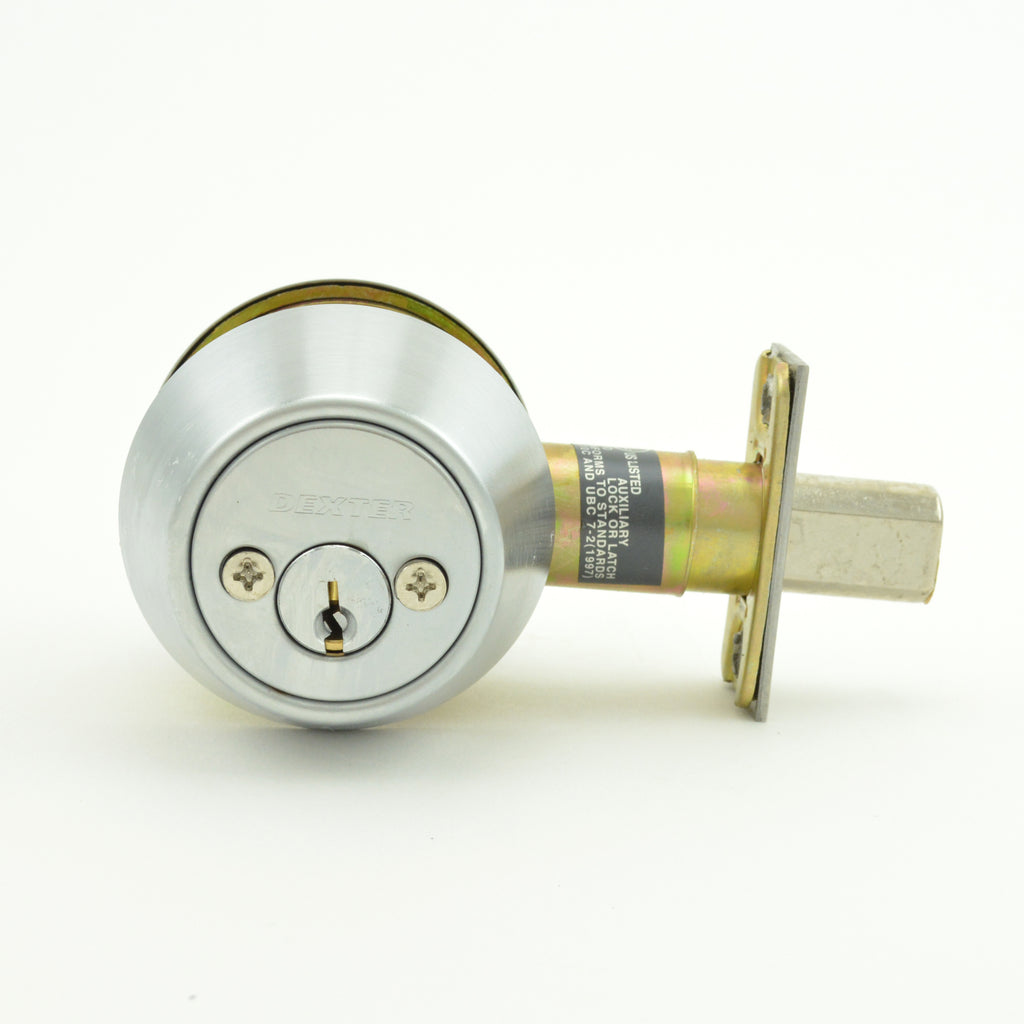 Dexter Commercial - Double Cylinder Grade 2 Deadbolt with C Keyway; Adjustable Backset; and 2-3/4" Square Strike - Satin Chrome