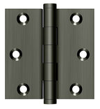 Deltana - 3" x 3" Square Hinge (Door Solid Brass) - Antique Nickel
