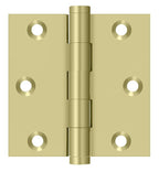 Deltana - 3" x 3" Square Hinge (Door Solid Brass) - Unlacquered Bright Brass