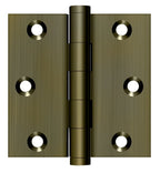 Deltana - 3" x 3" Square Hinge (Door Solid Brass) - Antique Brass