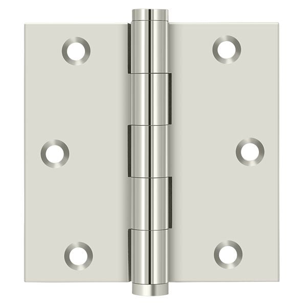 Deltana - 3-1/2" x 3-1/2" Square Hinge (Door Solid Brass) - Bright Nickel