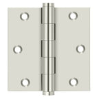 Deltana - 3-1/2" x 3-1/2" Square Hinge (Door Solid Brass) - Bright Nickel