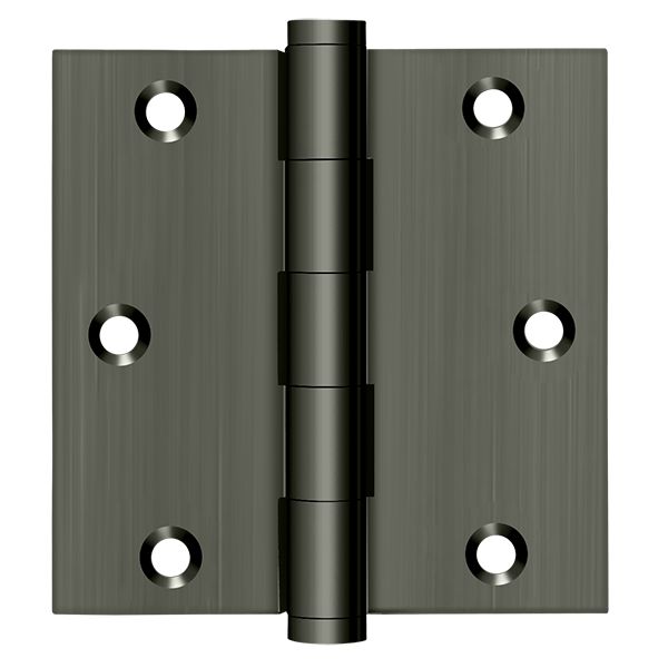 Deltana - 3-1/2" x 3-1/2" Square Hinge (Door Solid Brass) - Antique Nickel