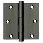 Deltana - 3-1/2" x 3-1/2" Square Hinge (Door Solid Brass) - Antique Nickel