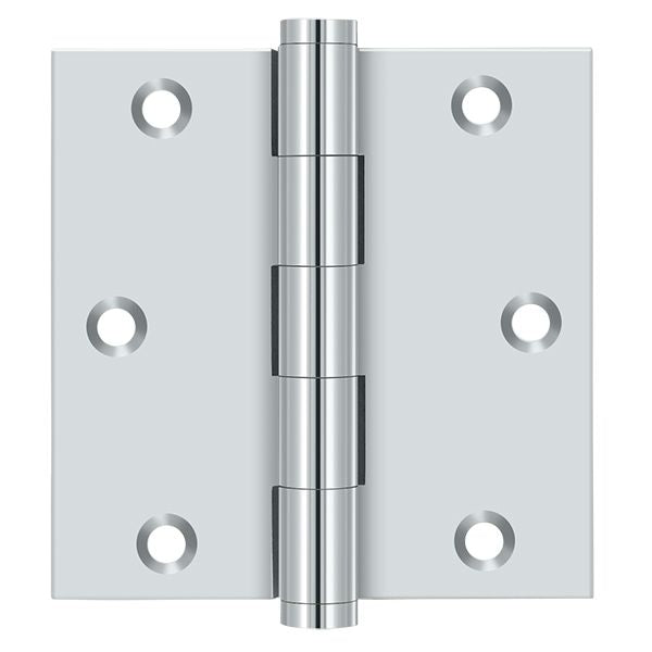 Deltana - 3-1/2" x 3-1/2" Square Hinge (Door Solid Brass) - Bright Chrome