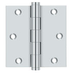 Deltana - 3-1/2" x 3-1/2" Square Hinge (Door Solid Brass) - Bright Chrome