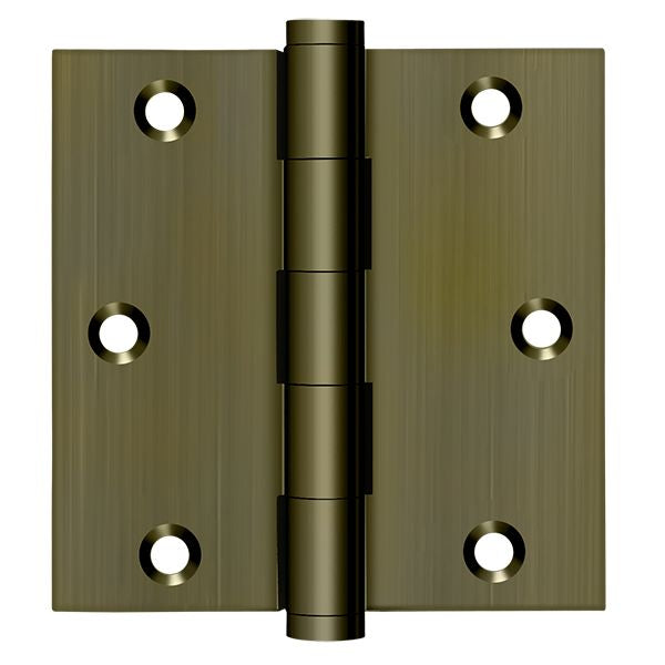 Deltana - 3-1/2" x 3-1/2" Square Hinge (Door Solid Brass) - Antique Brass