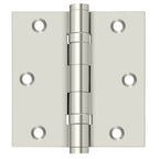 Deltana - 3-1/2" x 3-1/2" Square Hinge; Ball Bearings - Bright Nickel