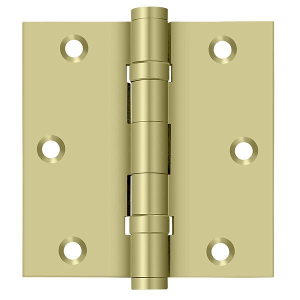 Deltana - 3-1/2" x 3-1/2" Square Hinge; Ball Bearings - Unlacquered Bright Brass