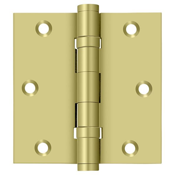 Deltana - 3-1/2" x 3-1/2" Square Hinge; Ball Bearings - Bright Brass