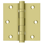 Deltana - 3-1/2" x 3-1/2" Square Hinge; Ball Bearings - Bright Brass