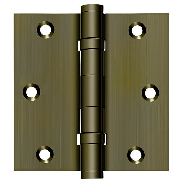 Deltana - 3-1/2" x 3-1/2" Square Hinge; Ball Bearings - Antique Brass