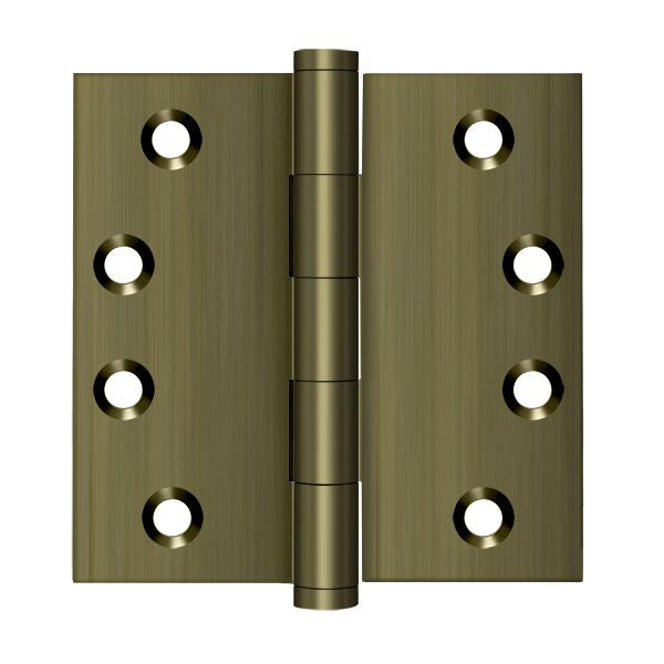 Deltana - 4" x 4" Square Hinge (Door Solid Brass) - Antique Brass
