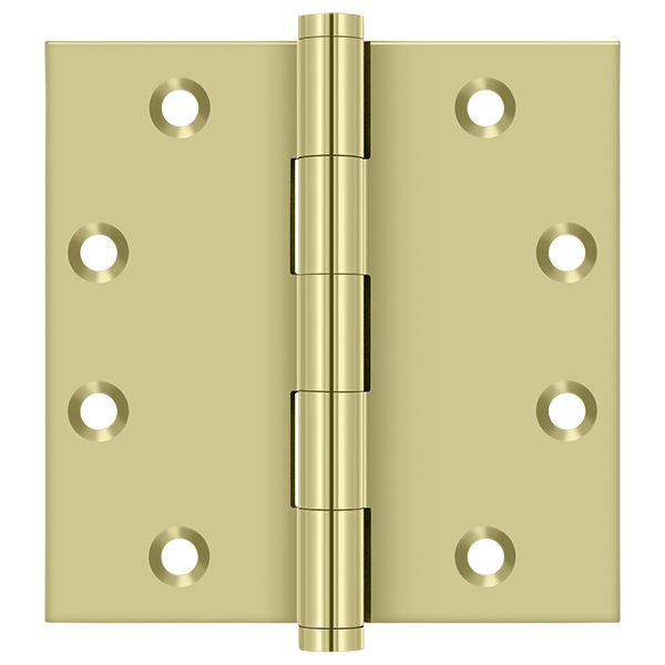 Deltana - 4-1/2" x 4-1/2" Square Hinge (Door Solid Brass) - Unlacquered Bright Brass