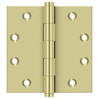 Deltana - 4-1/2" x 4-1/2" Square Hinge (Door Solid Brass) - Unlacquered Bright Brass