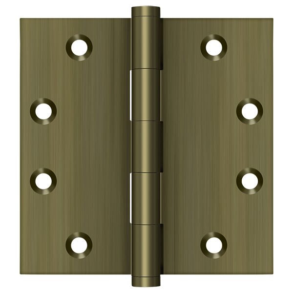 Deltana - 4-1/2" x 4-1/2" Square Hinge (Door Solid Brass) - Antique Brass