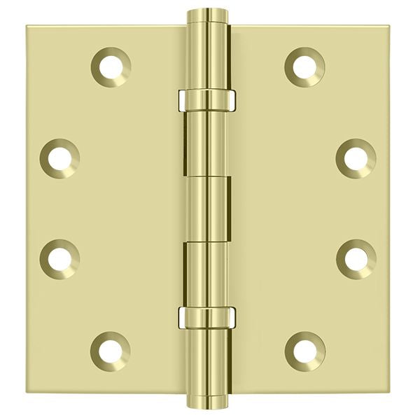 Deltana - 4-1/2" x 4-1/2" Square Hinge; Ball Bearings - Unlacquered Bright Brass