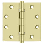 Deltana - 4-1/2" x 4-1/2" Square Hinge; Ball Bearings - Unlacquered Bright Brass